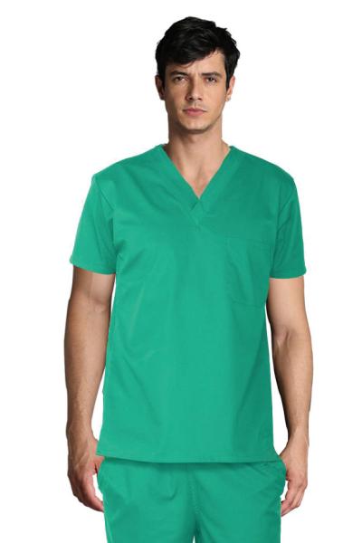 180 GSM Polyester Plain Woven Nurse V Neck Medical Uniform Antimicrobial Wrinkle-free