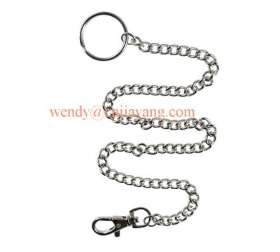 jiayang high shiny nickle color metal link chain with key ring and snap hook
