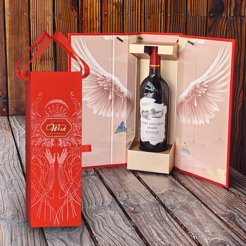 Rigid Wine Packaging Box Set With Matching Paper Bag For Wine Brands