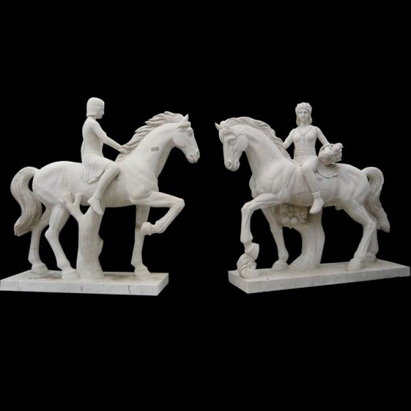Large Marble Man riding stone horse garden sculpture,China stone carving Sculpture supplier