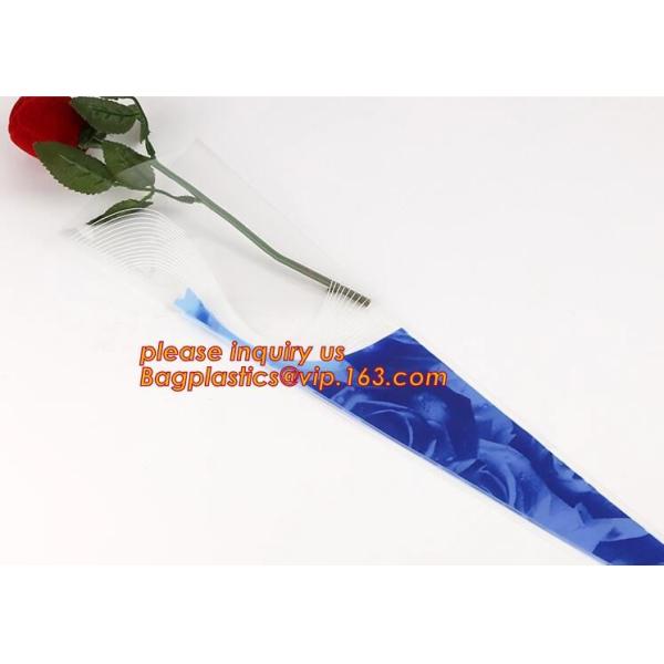Paper box flower sleeve single rose flower wrapping sleeve,imprineted color high transparence clear flower sleeve PACK