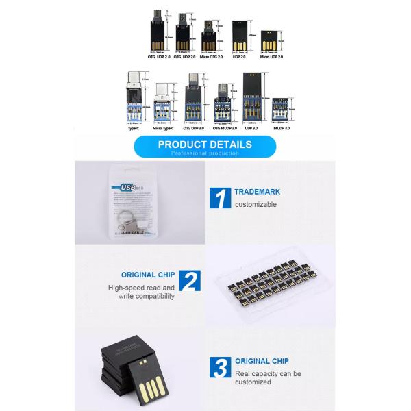 Micro UDP Chip Usb Sticks Wholesale Mudp Pendrive Metal Mini Usb Flash Chip 8GB 16GB 32GB 64GB