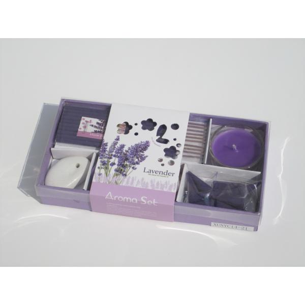 Purple lavender fragrance scented tealight candle SPA gift package,incense with printed label packed into gift box