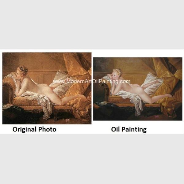 Traditional Nude Woman Portrait / Canvas Art Portrait Brush Strokers Photo Montage