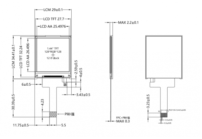 1.44 Inch TFT LCD Screen with 128x128 Pixels and SPI Interface for Compact Device Integration