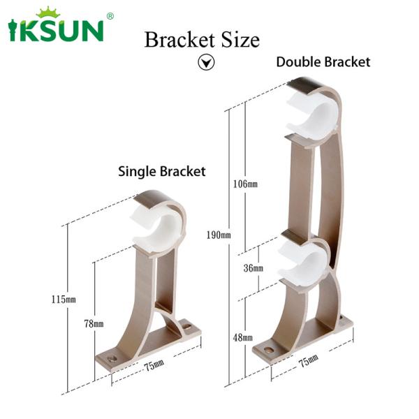 Heavy Duty Aluminium Curtain Rod Brackets Wall Mount 190mm×75mm