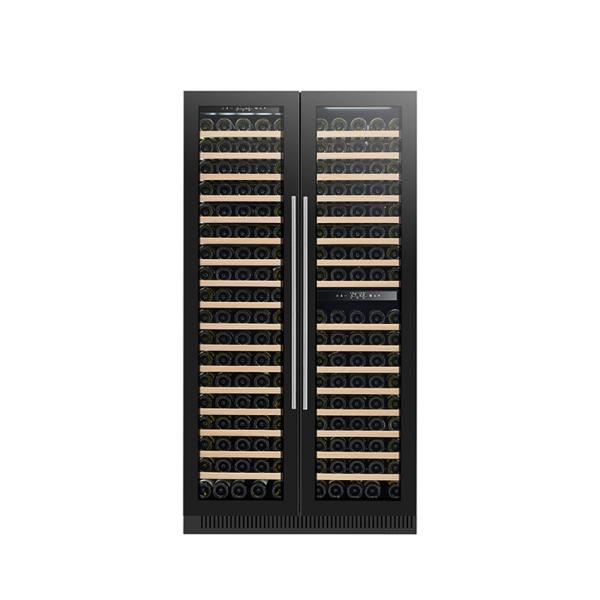 ETL Certificate Electronic Temperature Wine Display Cooler With Glass Door And Wood Shelving Material