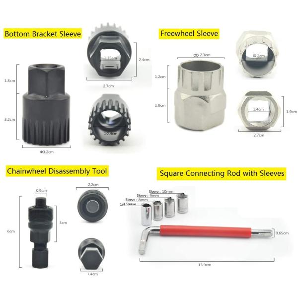 Portable Bike Repair Tool Kit 44pcs for Mountain and Road Bikes Packing Size 34*32.5*28cm