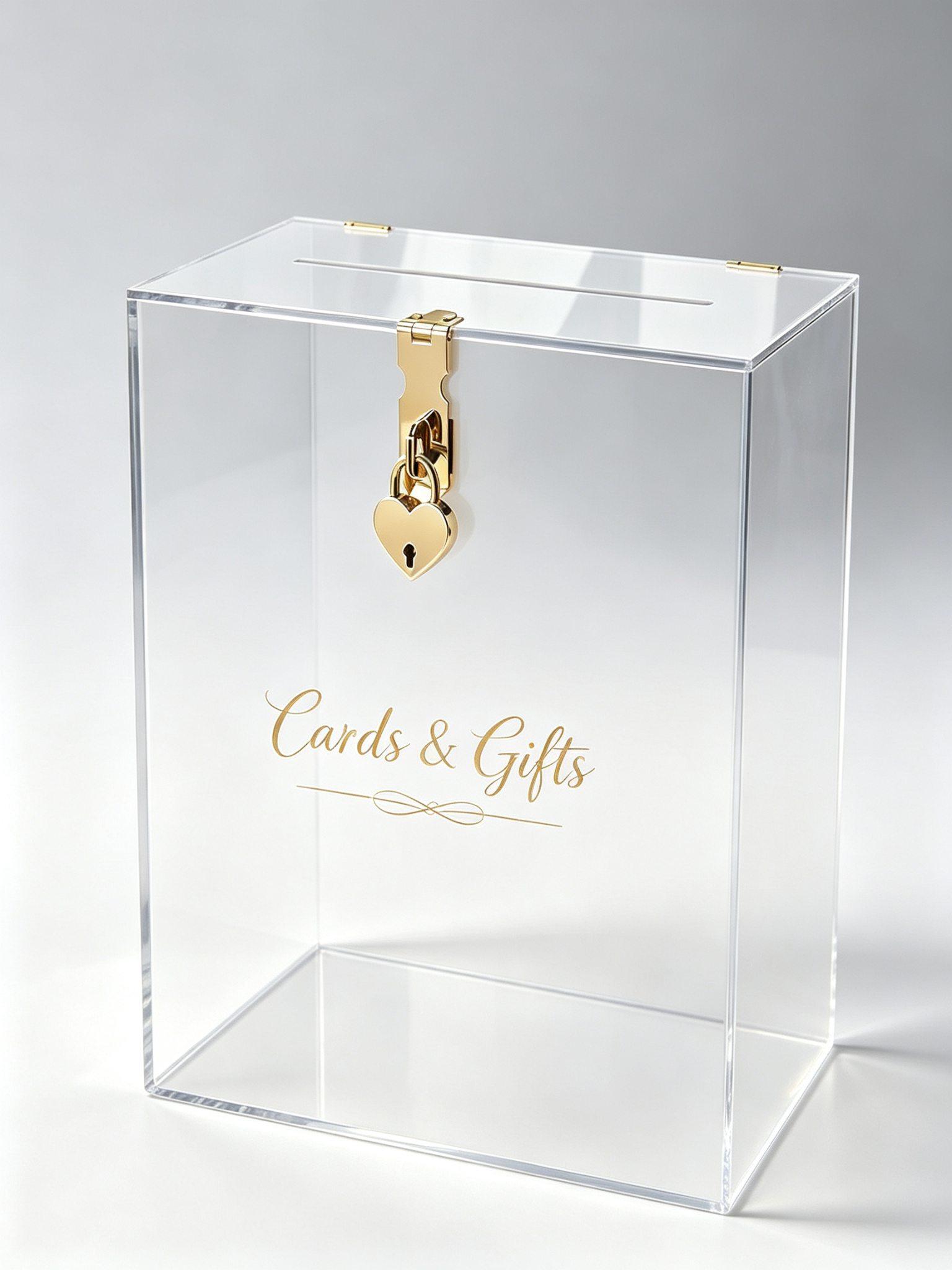 Acrylic Wedding Card Box With Heart Lock, Wedding Reception Card & Gift Box, Wedding Money Box