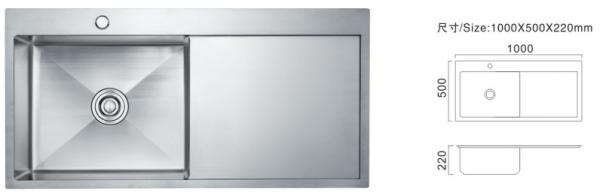 Single Bowl 81cm Kitchen Sinks Custom Commercial Stainless Sink Plate Type