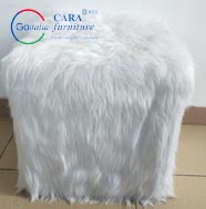 BB2006 Hot Sale Bedside Furniture Hairy Black White Square Sitting Ottoman Stool