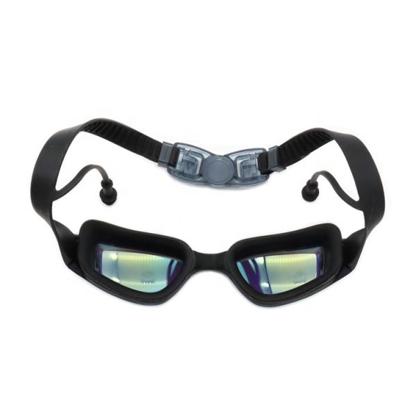 Universal Swimming Pool Goggles With Rainbow Plating And Surf Ear Plugs