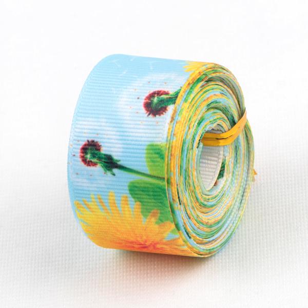 Fabric Type Grosgrain Custom Polyester Floral Ribbon with Logo Printed