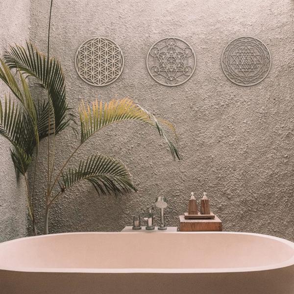 Sacred Geometry Wood Wall Art Set, Zen Home Decor for Yoga/Meditation, Wooden Wall Hanging Sculptures