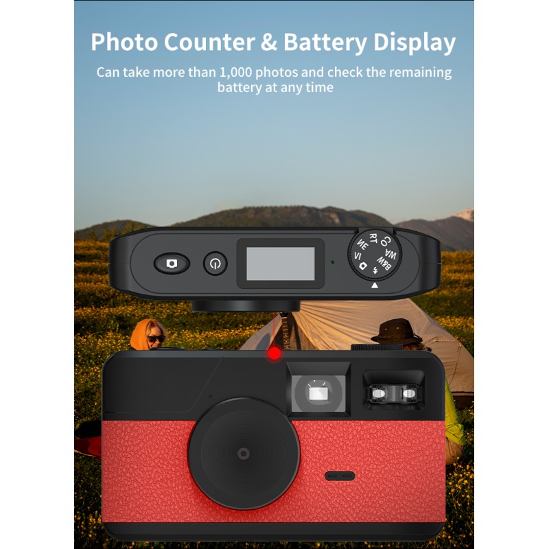Retro Screenless Digital Camera Screen-free 8 Mode Filters Without Screen 8MP Photo with Photo Counter LED Flash Camping Camera