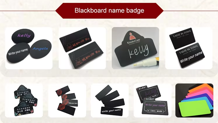 Personalized Printed Plastic PVC Chalkboard Writable Reusable Name Badge Blank or Custom Design Tag