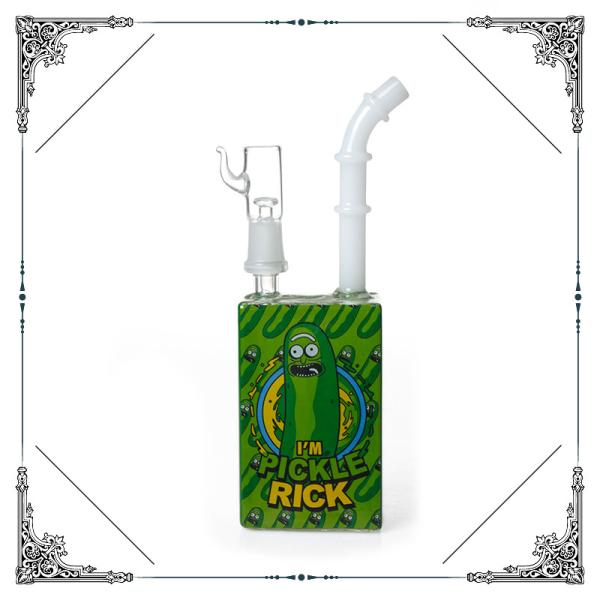 Rick And Morty Oil Rig Bubbler With 14mm Dome And Nail Green Mini Glass Bongs