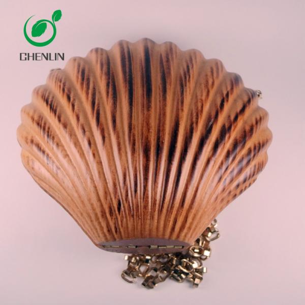 ISO9001 Shell Leather And Wood Bag Handmade Carving Artwork