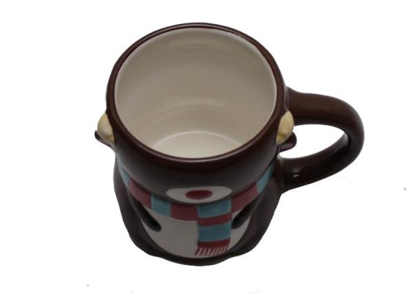 Handpainted Christmas 3D Bear Mug , 335ml Capacity Stoneware Strong Dolomite Mugs