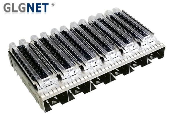 Heat Sink Light Pipes On Cage Top Surface SFP Cage 1 X 6 Ganged