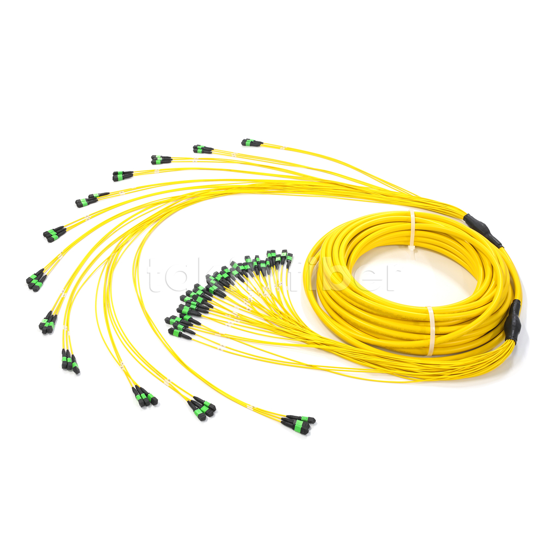 Amphenol Customized 288 Fibers 0.35dB Max Insertion Loss Singlemode OS2 MPO Trunk Cable for Data Center