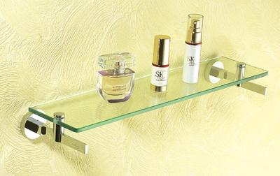 Glass shelf 8410,brass,chrome, strengthen glass for bathroom & fittings