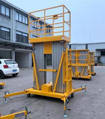 10 medidores de elevador vertical do mastro de alumínio do dobro da plataforma de trabalho aéreo