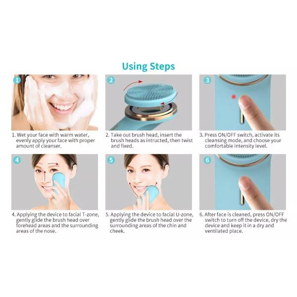 Silicone électrique de massage de visage de Sonic Facial Cleansing Brush SME profondément propre