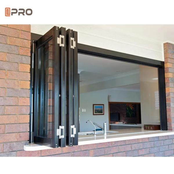 Sliding Track Vertical Aluminum Folding Window Glass Bifold Cabinet Windows