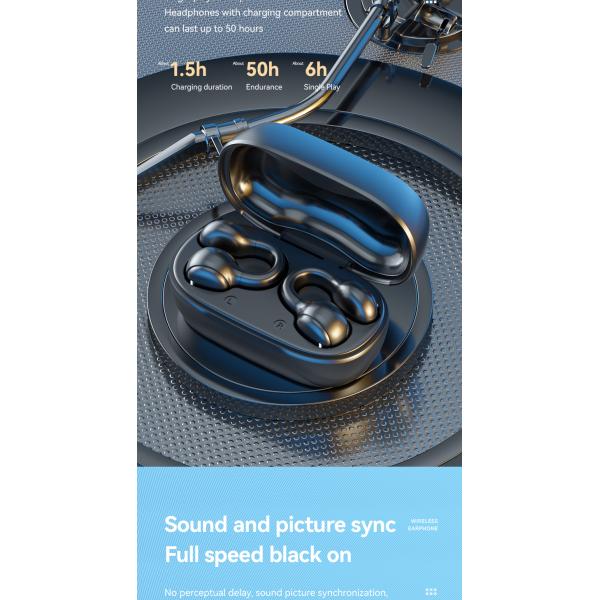 HiFi Stereo Bone Conduction True Wireless Earphone with 20cm Charging Cable and Mic