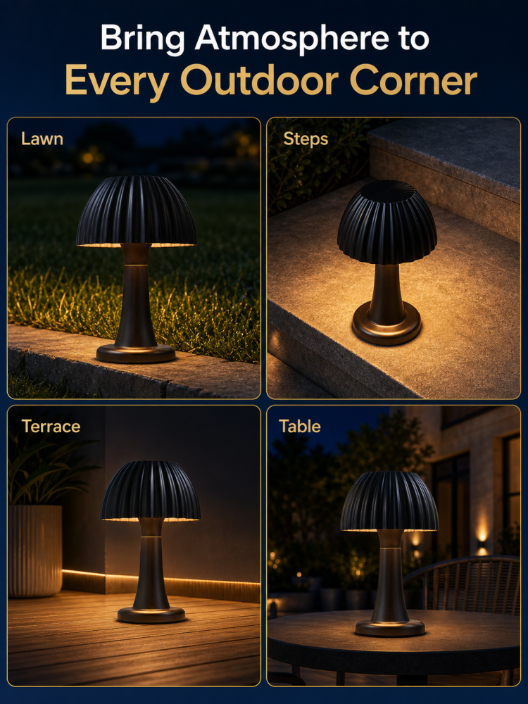 Outdoor LED Bollard Light 12W IP65 Mushroom Garden Pillar Lamp 3000K for Patio Pathway