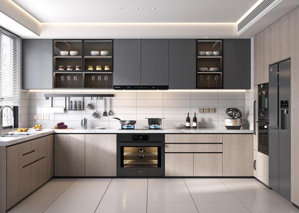 Modern Kitchen Customized Laminate Cabinets MDF Assembled Kitchen Cabinets