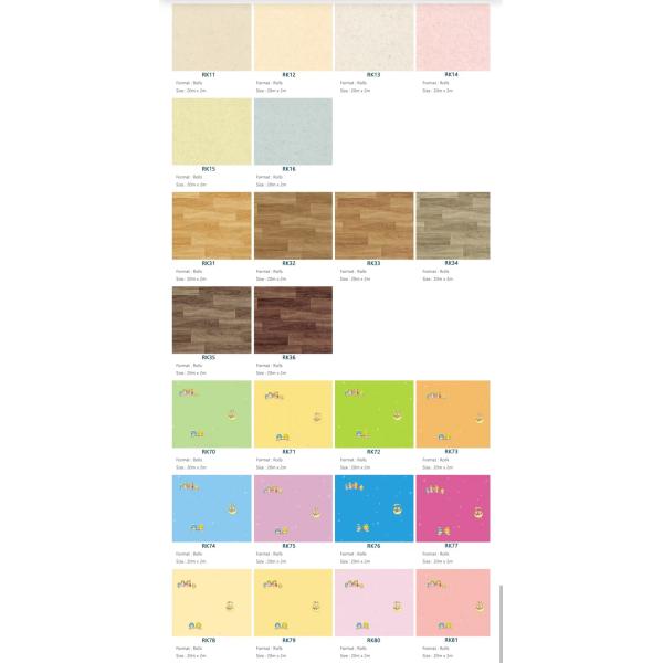 Relle Safety Kindergarten Flooring PVC Colorful Vinyl Flooring for More than 600 Kinds