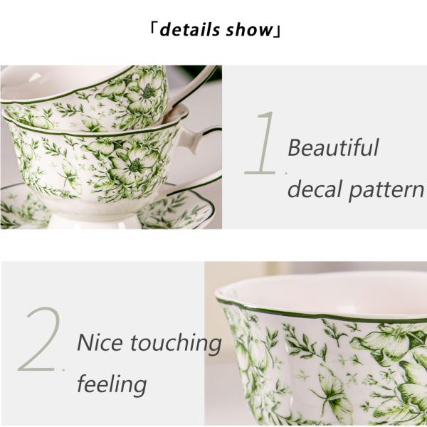 Porcelain Tea Cup And Saucer Set With Spoon French Vintage Floral Design 200ml Capacity