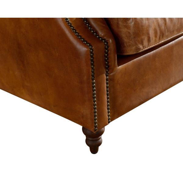 Georgian Style High Backed Winged Leather Chairs , Brown Leather Armchair Deep Buttoned Back