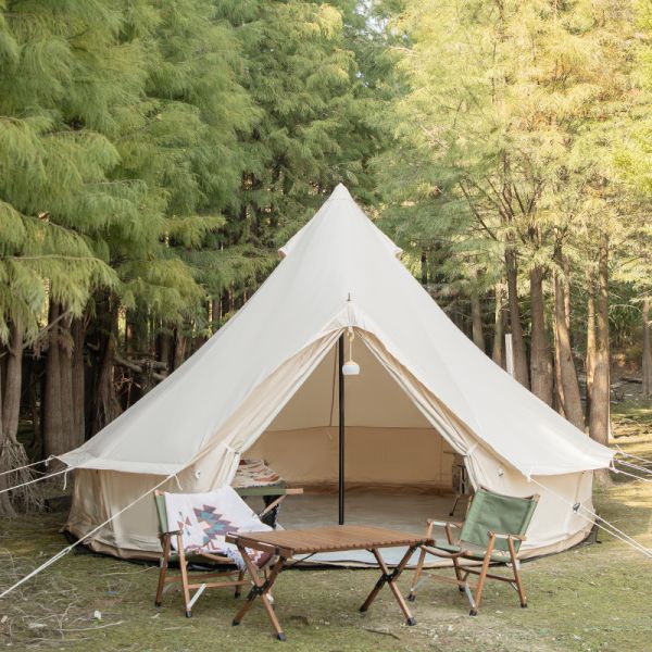 Luxury 4M 5M Cotton Glamping Yurt Tent Canvas Bell Indian Tent With Stove Pipe Jack Hole Cavas Tent