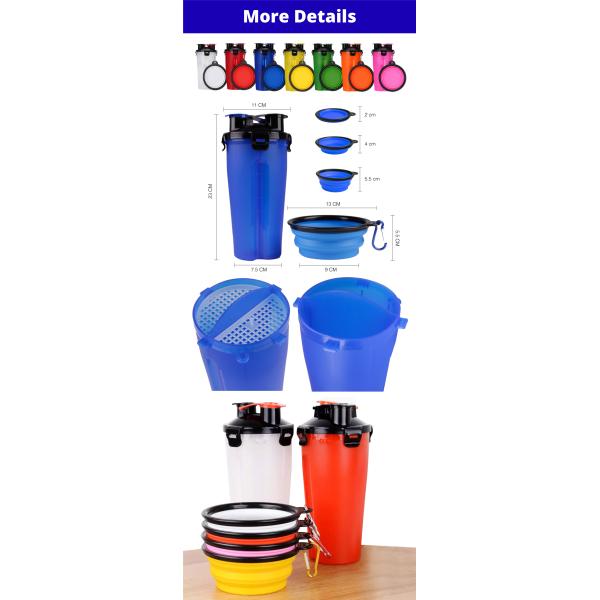 Portable Dog Travel Water Bottle With Food Container And Detachable Silicone Bowl