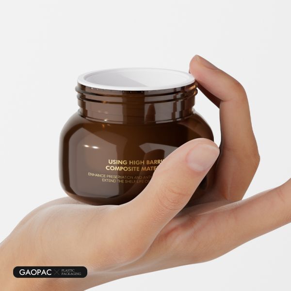 50ml Amber Cosmetic Jar with Screw Cap - Customizable Plastic Skincare Jar for Creams and Masks
