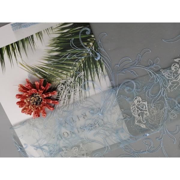 49" покрытая фольга Bule Тюль вышило ткани шнурка сетки