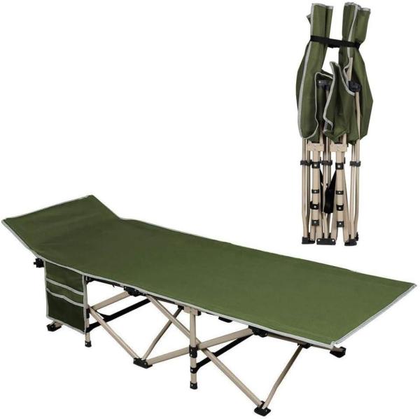 Folding Camping Cot, Portable Foldable Military Cot, Canvas Sleeping Bed, Outdoor Comfortable Lightweight Camp Bed