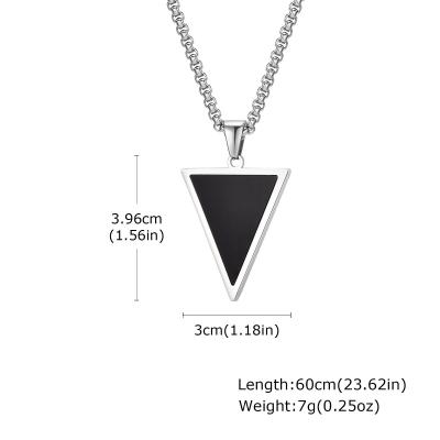 Collier triangulaire en acier inoxydable émaillé pour homme