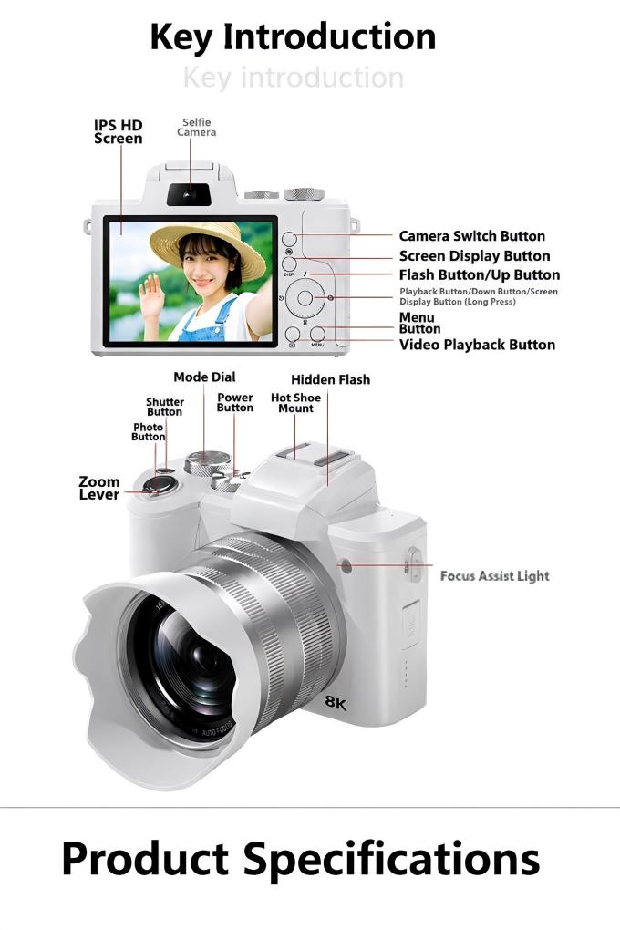 DLC DC226  8K New Model Professional Compact Digital Cam with  LED Fill Light  for  Delay Record Multi Scene Shooting Camcorder