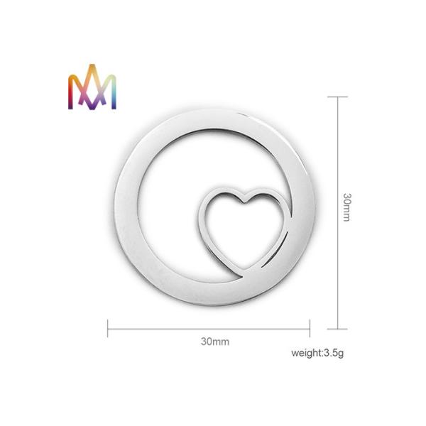 30mm Heart Shaped Hollow Circular Ring Ladies Bracelet Charms