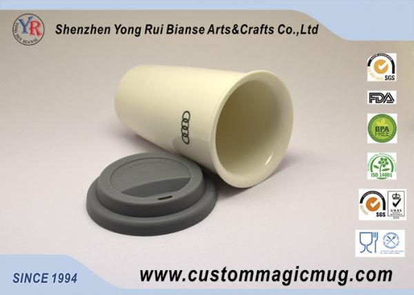 Magnesia Porcelain White Double Wall Ceramic Mug for Company Promotion