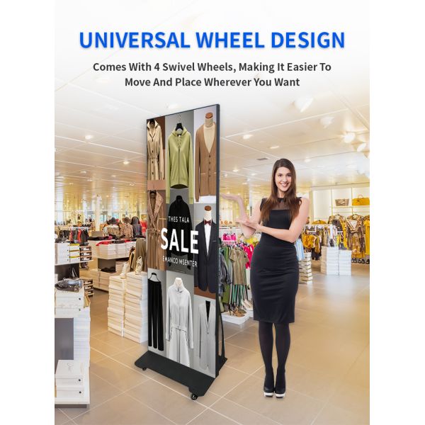 P2.5 Foldable LED Poster Display Portable Roll Up Video Screen Free Standing Advertising Signboard Kiosk for Events OEM