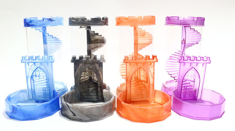 Customized Color Durable Plastic Spiral Staircase Design Dice Tower for DND Game Dice Cup