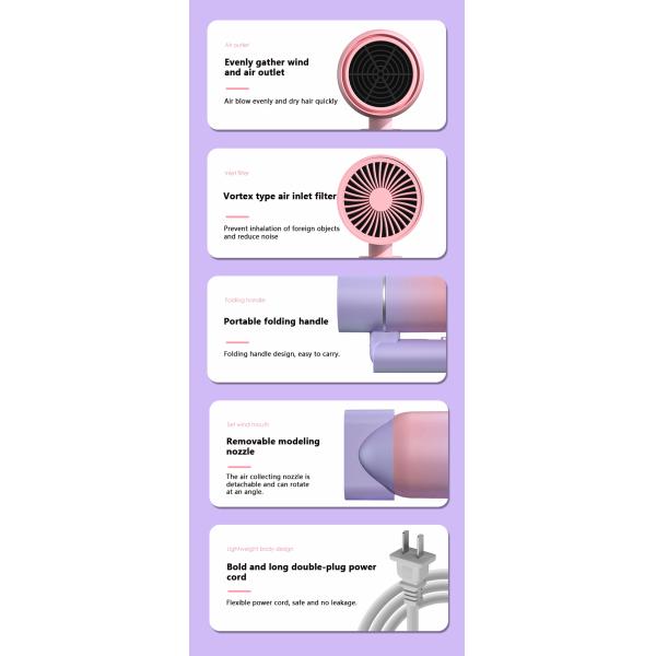 OEM 1200W Складной электрический фен Профессиональный салонный ионный фен