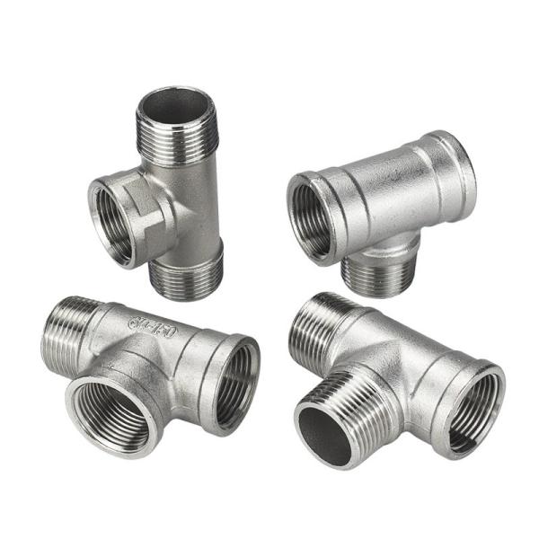 Sanitary Stainless Steel 3 Way Male Threaded Tee Pipe Fittings with Casting SS304