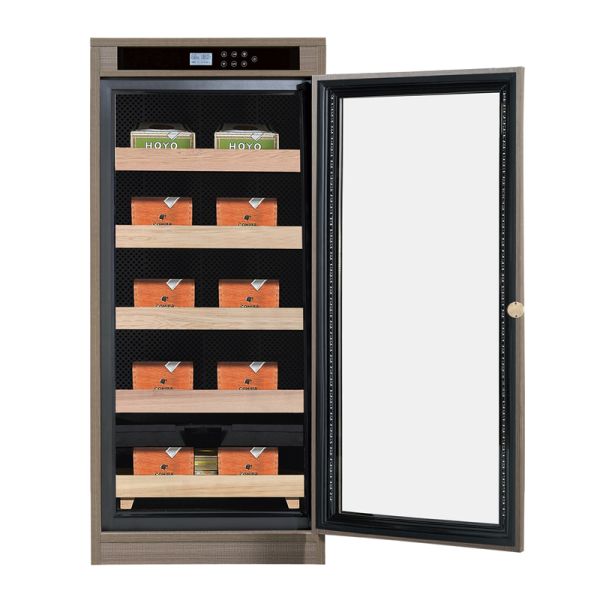 Dark Wood Finish Electric Cigar Humidor Cabinet with Secure Locker and Spanish Cedar Interior