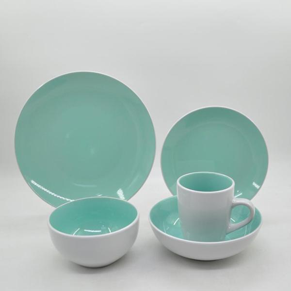 Pink Green Craftsman Ceramic Dinnerware Sets 16 Piece Dinner Set